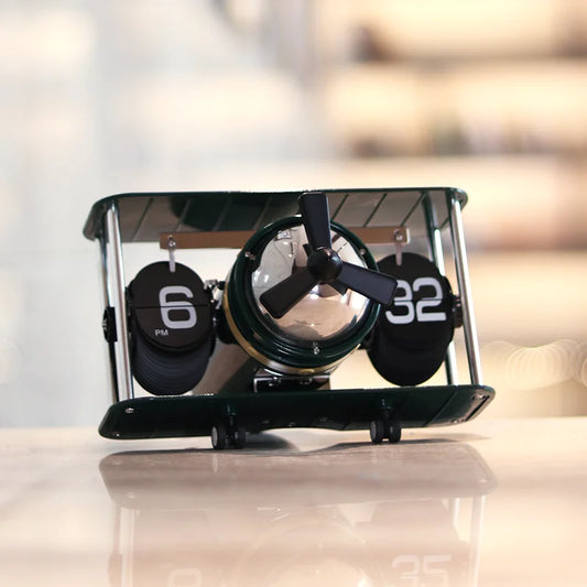 Horloge Bureau Rétro Design Avion - Flip Clock Mécanique Vintage