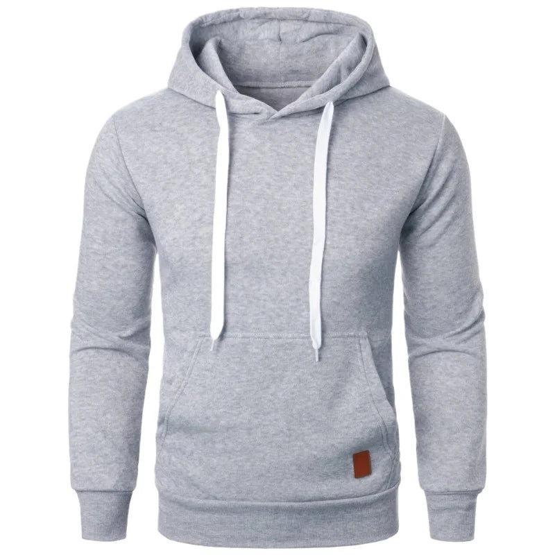 Sweat à Capuche Homme Streetwear - Pull Léger Couleur Unie Manches Longues Décontracté