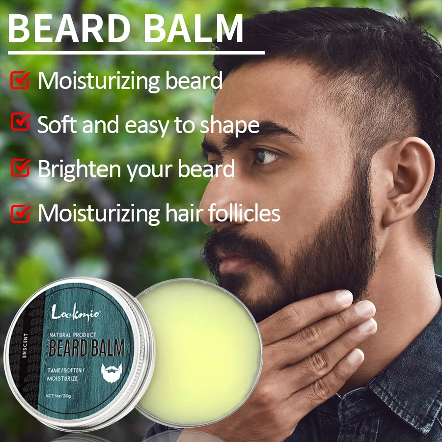 5-Piece Beard Balm Kit - Moisturizing Growth Treatment for Men