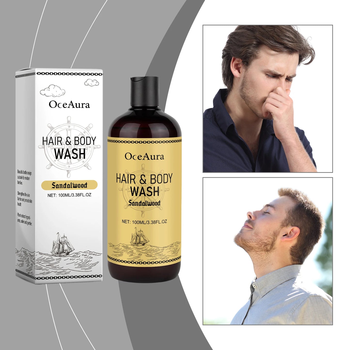 OceAura Men's 2-in-1 Shampoo - Moisturizing Body &amp; Hair