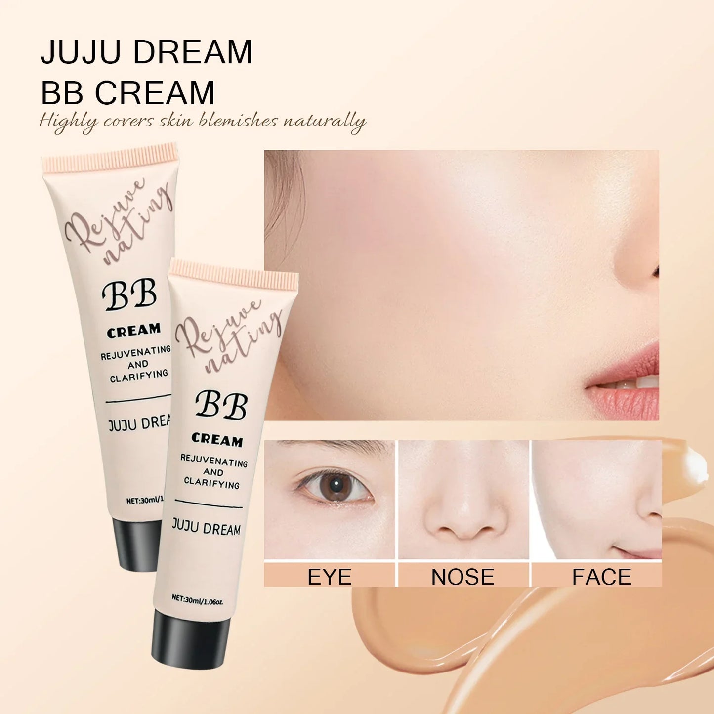 JUJU DREAM BB Crème 3-en-1 - Hydratant Fond de Teint Contrôle Sébum