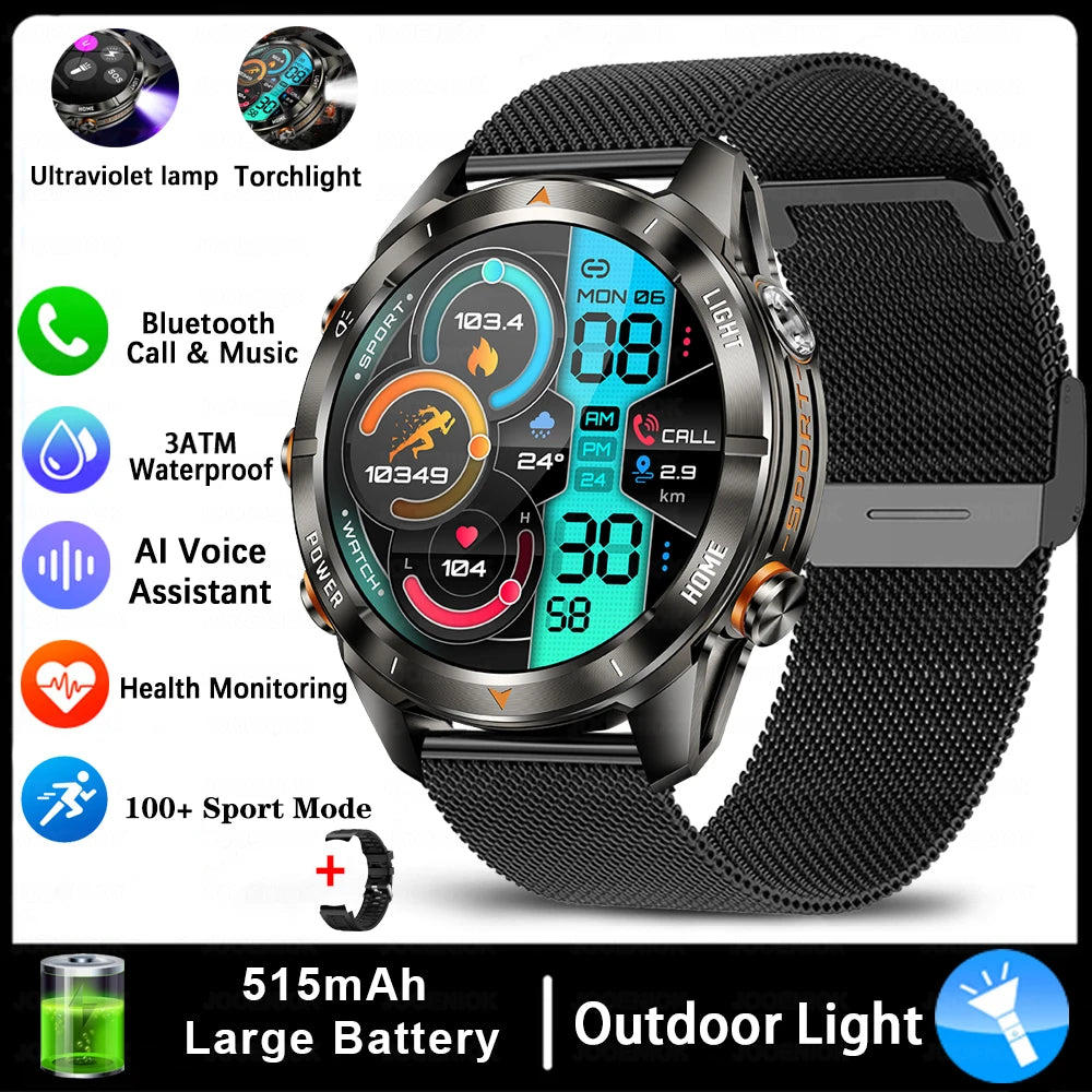 Montre Intelligente Militaire 10ATM - AMOLED 1.46" LED 515mAh Appel BT