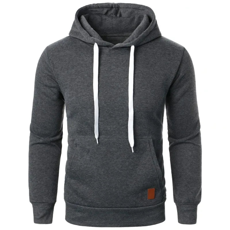 Sweat à Capuche Homme Streetwear - Pull Léger Couleur Unie Manches Longues Décontracté