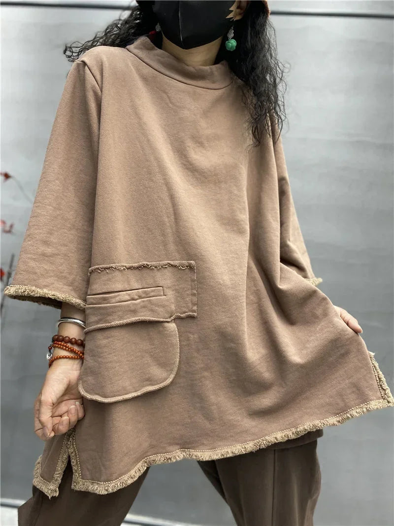 Top Femme Rétro Grande Taille - Manches Longues Automne