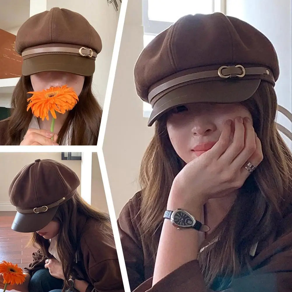 Béret Britannique Rétro Femme - Casquette Octogonale Printemps Automne