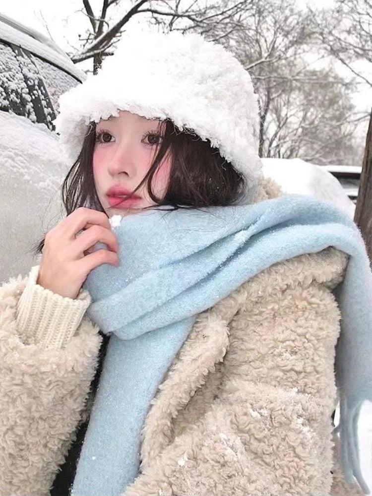 Écharpe Cachemire Hiver Femme Bleue - Pashmina Luxe Premium