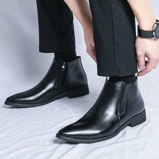 Bottines Homme Élégantes Style Britannique - Cuir Premium