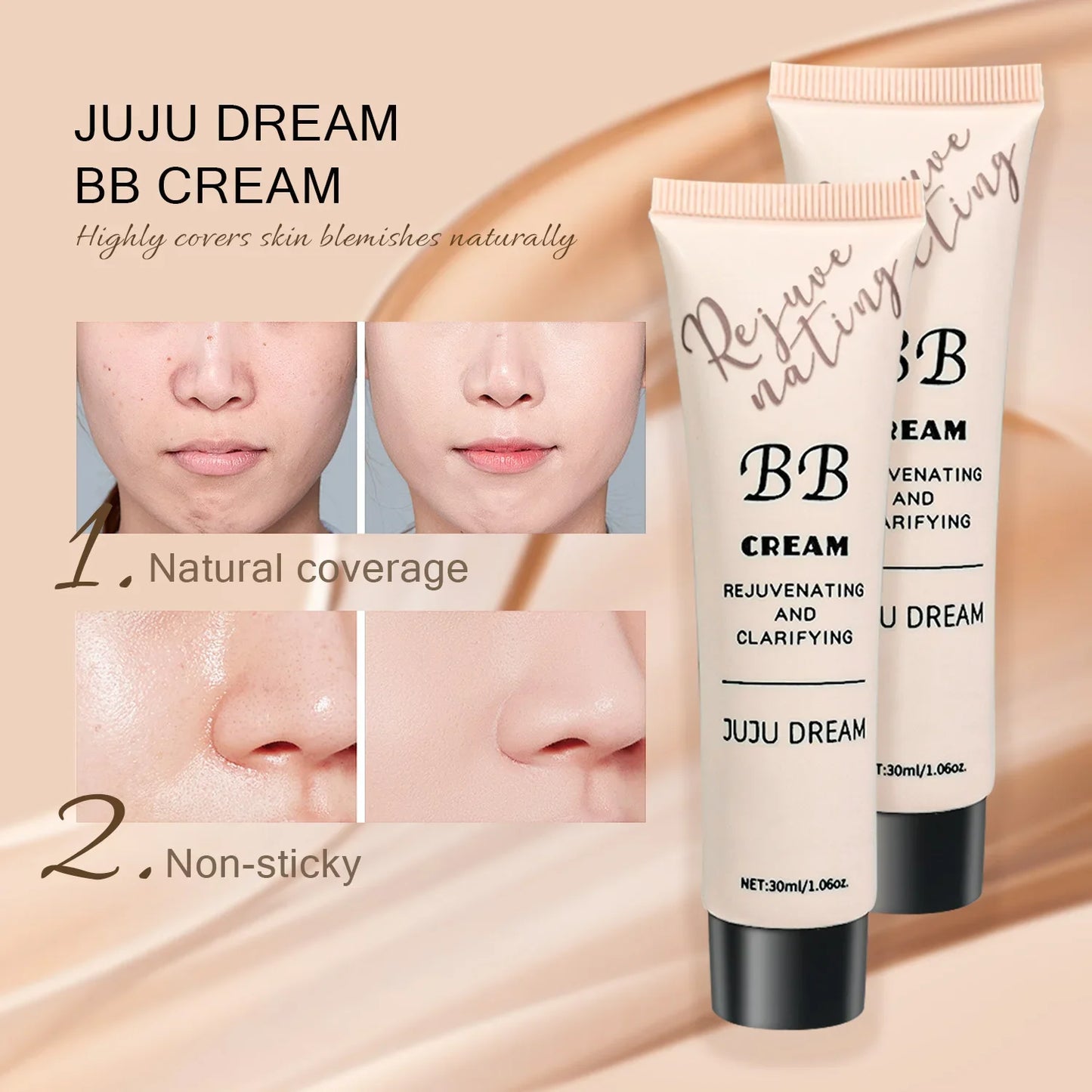 JUJU DREAM BB Crème 3-en-1 - Hydratant Fond de Teint Contrôle Sébum