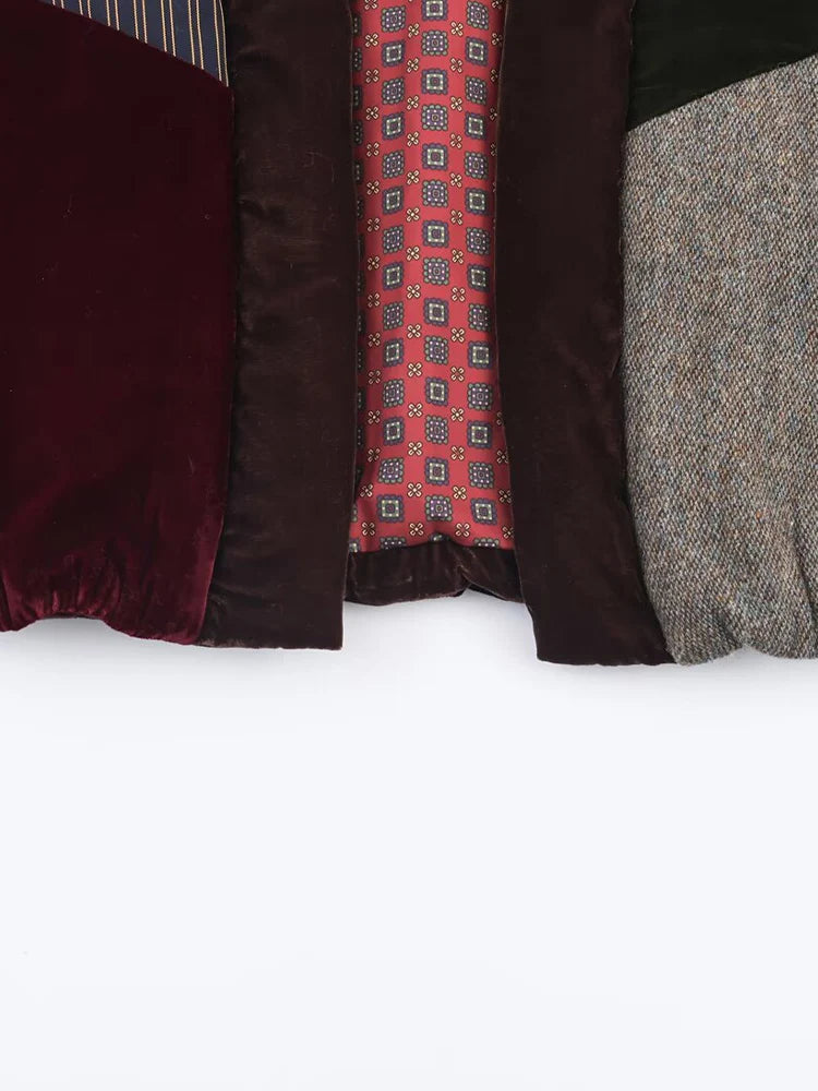 Gilet Femme Coton Épissage - Style Euro-Américain Automne