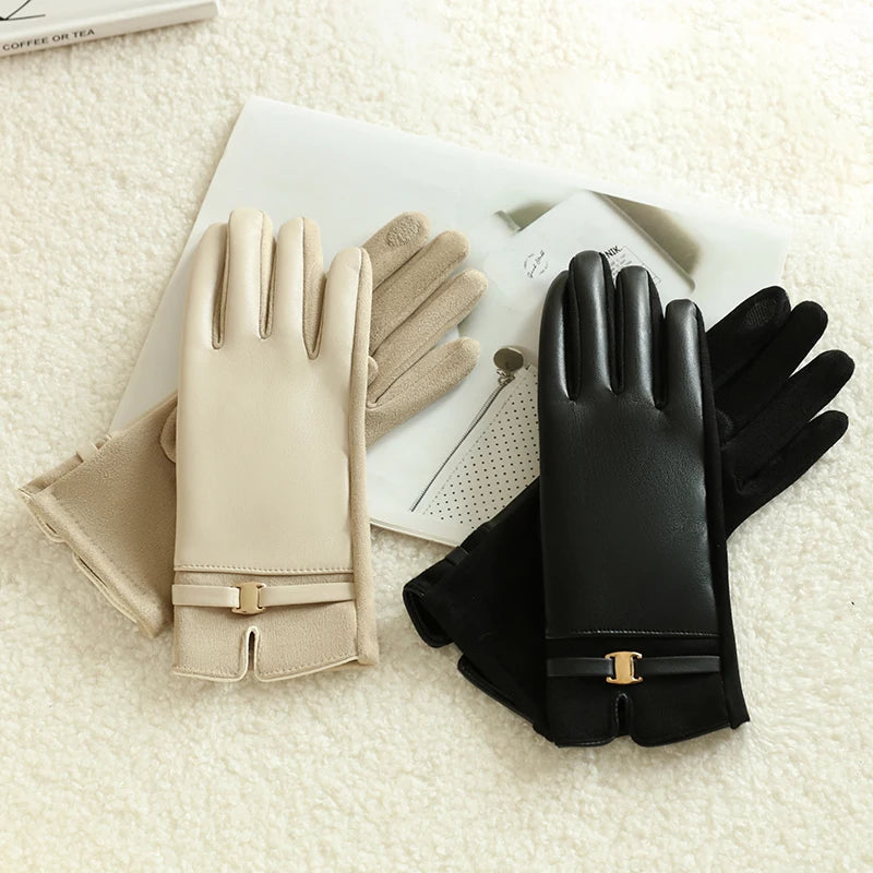 Gants Hiver Femme Polaire - Cyclisme Conduite Écran Tactile PU