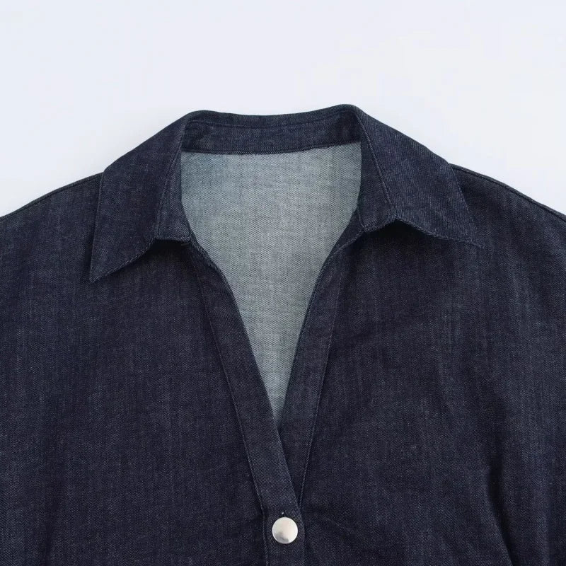 Robe Jeans Femme Mi-Longue Streetwear - Manches Courtes Décontractée 2025