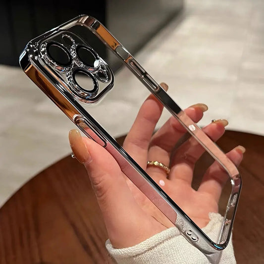 Coque iPhone Silicone Transparent Luxe - Placage Protection Objectif 15 14 13 12 11 Pro Max