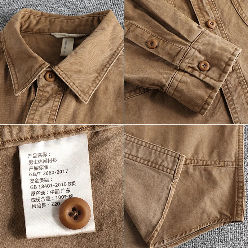 Chemise Travail Homme Rétro - Design Délavé Classique