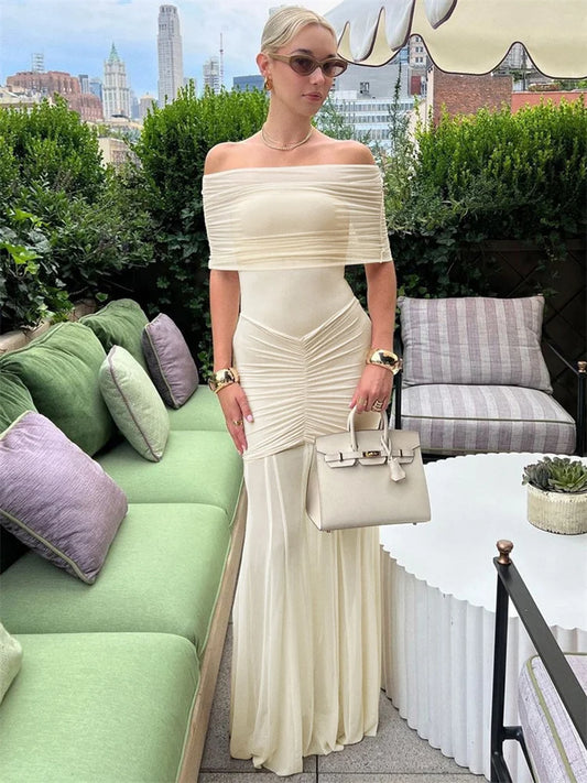 Robe Longue Maille Tossy Dos Nu - Plissée Transparente Élégante Printemps