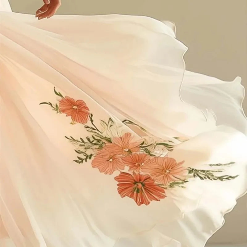 Robe Été Femme Floral Boho - Col V Taille Haute Manches Courtes Vacances