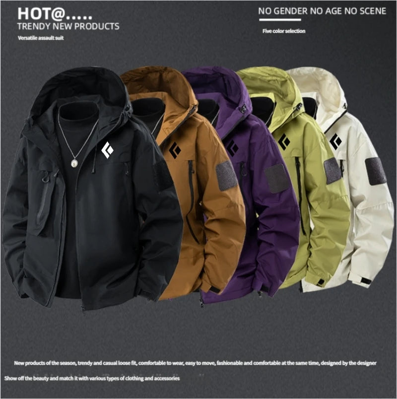 Veste Coupe-Vent Imperméable Unisexe - Capuche Tactique Randonnée Camping Léger Respirant