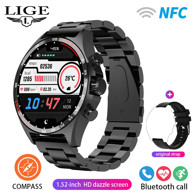 Montre Intelligente GPS LIGE Homme - Outdoor Sport Boussole Appel Bluetooth Étanche