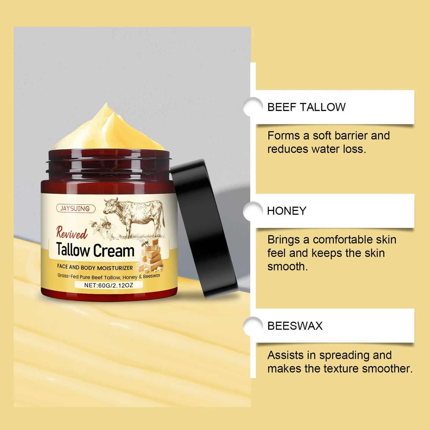 Natural Face &amp; Body Moisturizer - Organic Whipped Honey Beeswax