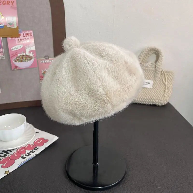 Béret Rétro Femme Hepburn - Laine Épaisse Artiste Automne-Hiver