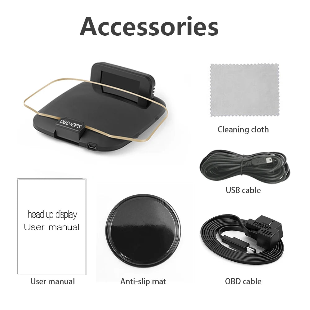 Affichage Tête Haute HUD C1 OBD2 - GPS Navigation Vitesse Digitale Alarme Plug & Play