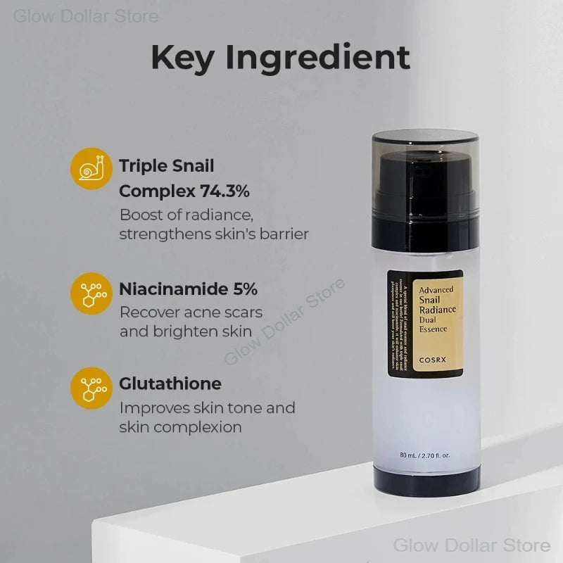 COSRX Niacinamide 5% + Mucine Escargot 74% - Double Essence Éclat 80ml