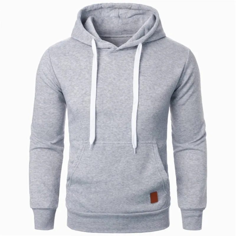 Sweat à Capuche Homme Streetwear - Pull Léger Couleur Unie Manches Longues Décontracté