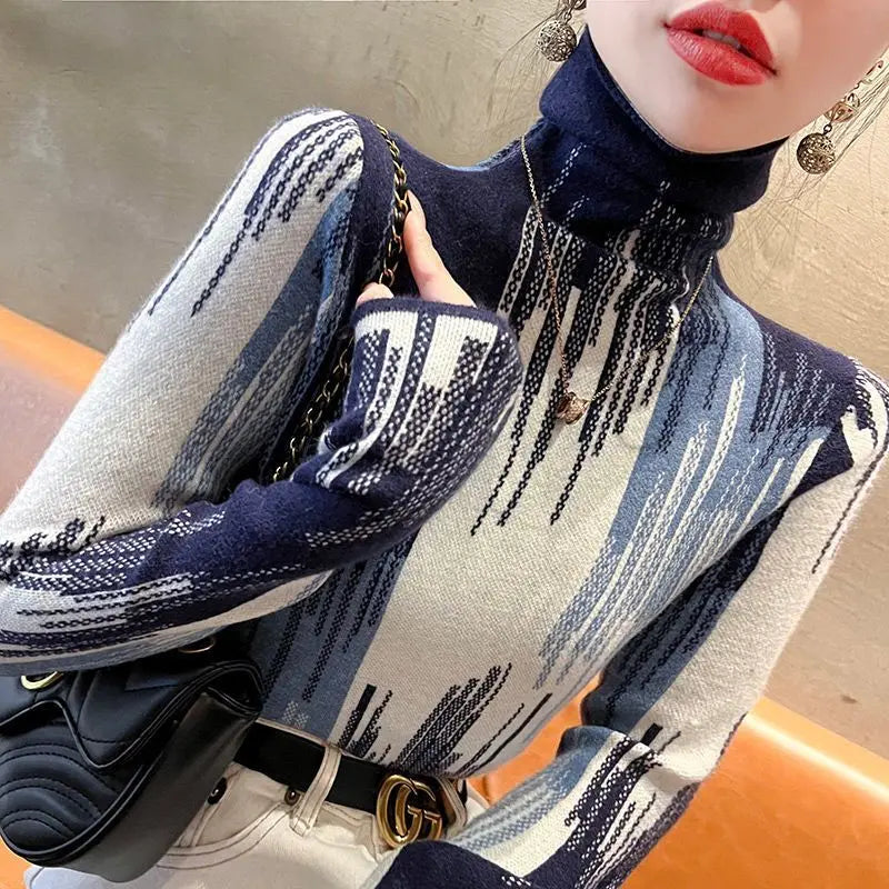 Pull Col Haut Femme - Style Occidental Tricoté Élégant