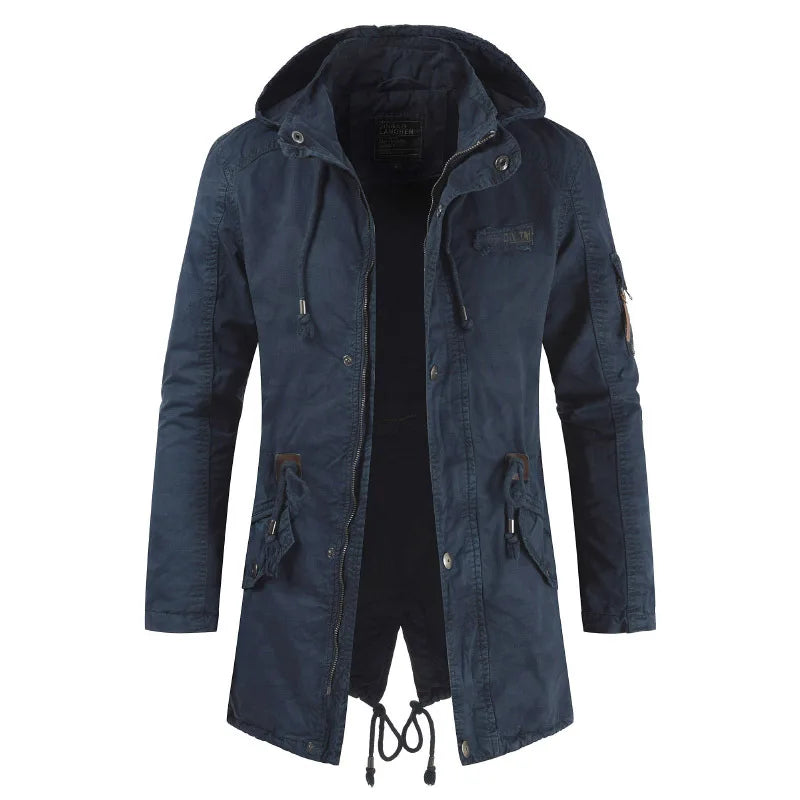 Parka Capuche Homme Tactique Militaire - Coupe-Vent Polaire Bombardier Cargo Multi-Poches Hiver