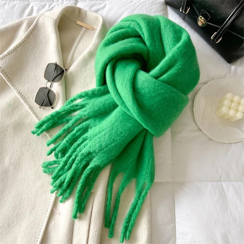 Écharpe Cachemire Hiver Femme Orange - Pashmina Luxe Pompons