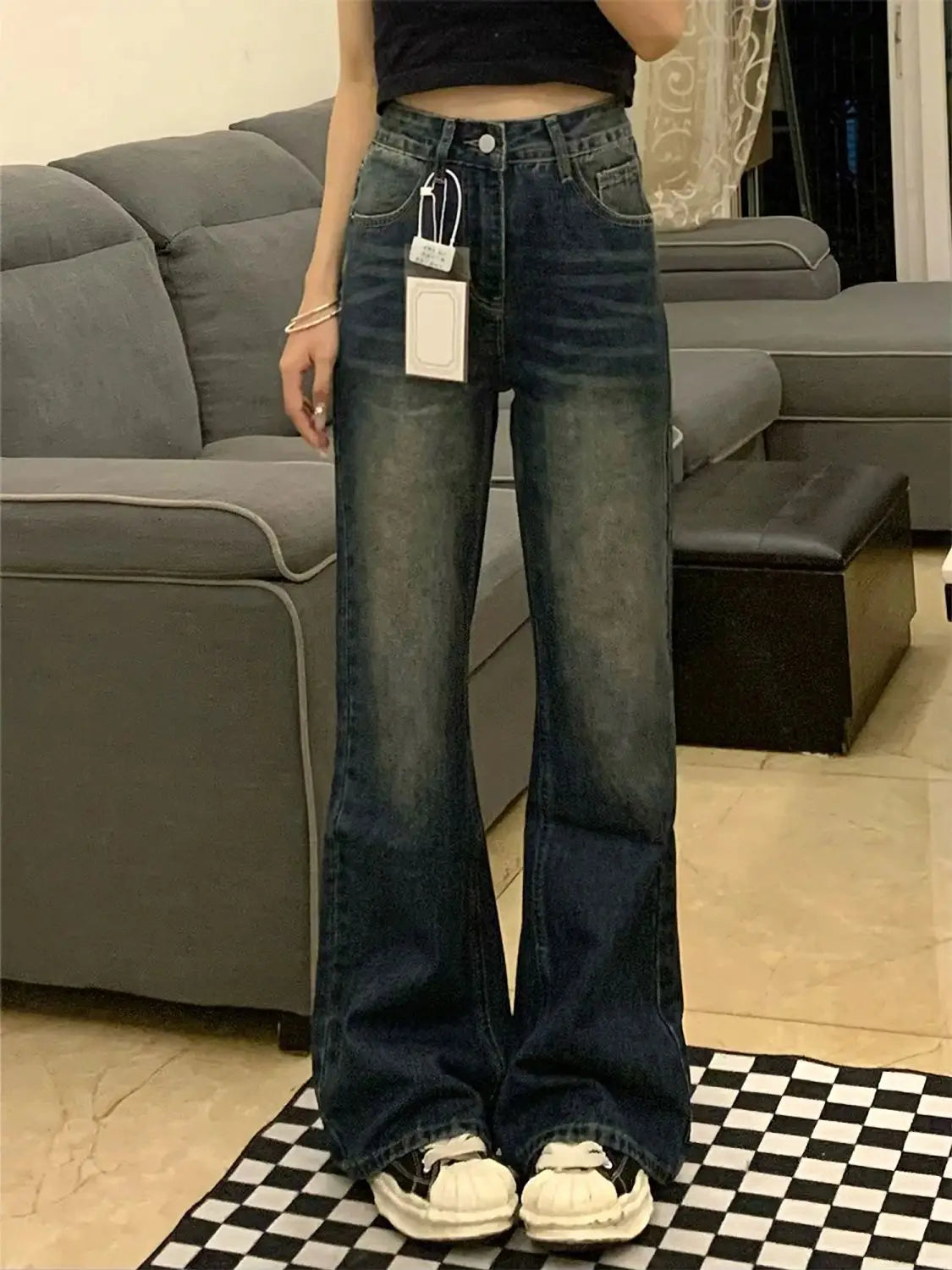 Jean Femme Évasé Bootcut Taille Haute - Coupe Slim