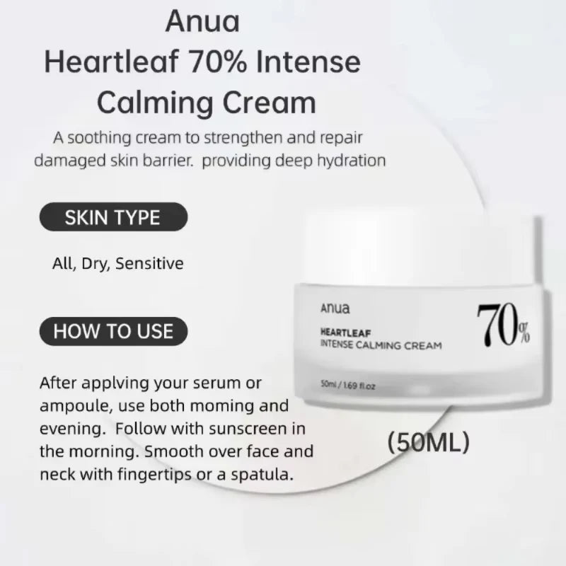 ANUA Crème Hydratante HeartlePG 70 - Pommade Apaisante Céramide 50ml