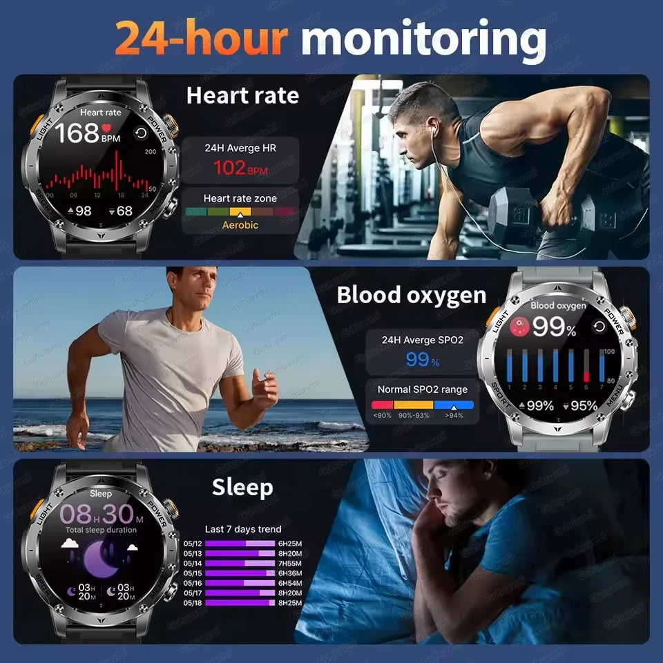 2025 extérieur nouveau 1000mAh batterie t-rex 3 qualité militaire montre intelligente hommes IP69K étanche GPS HD Bluetooth appel 100 + montre de sport