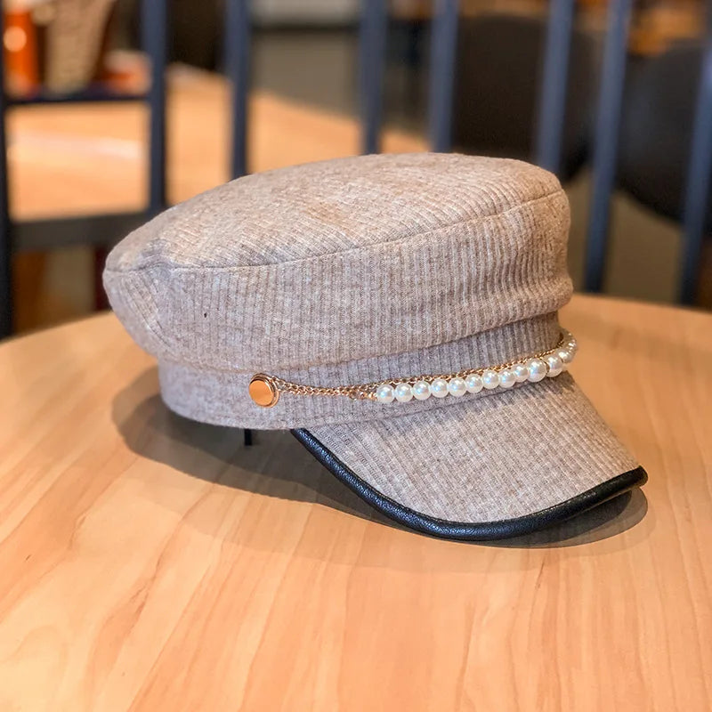 JOFlat-Béret bleu marine octogonal pour femme, chapeau de gavroche, casquettes de protection solaire, chapeau de créateur de marque, mode, automne, hiver