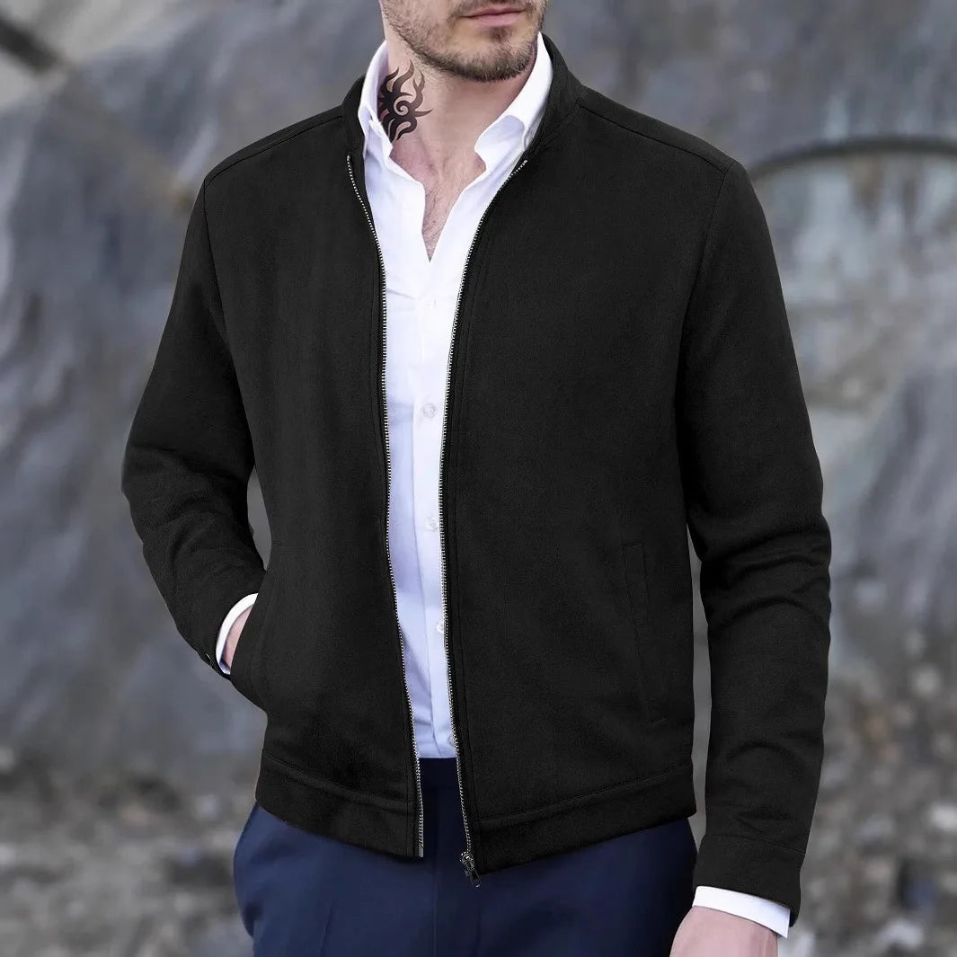 Cardigan Col Rond Homme - Coupe Ajustée Col Montant Manches Longues Automne Hiver