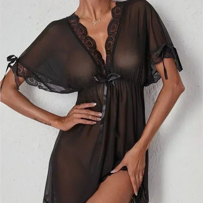 Nuisette Dentelle Grande Taille - Chemise Nuit Sexy V Profond Lingerie Été