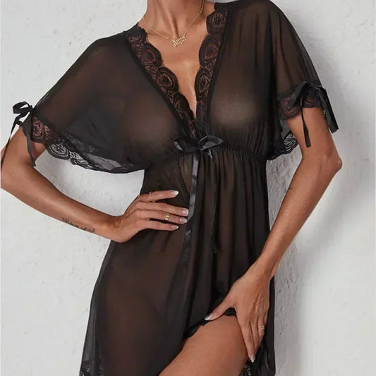 Nuisette Dentelle Grande Taille - Chemise Nuit Sexy V Profond Lingerie Été