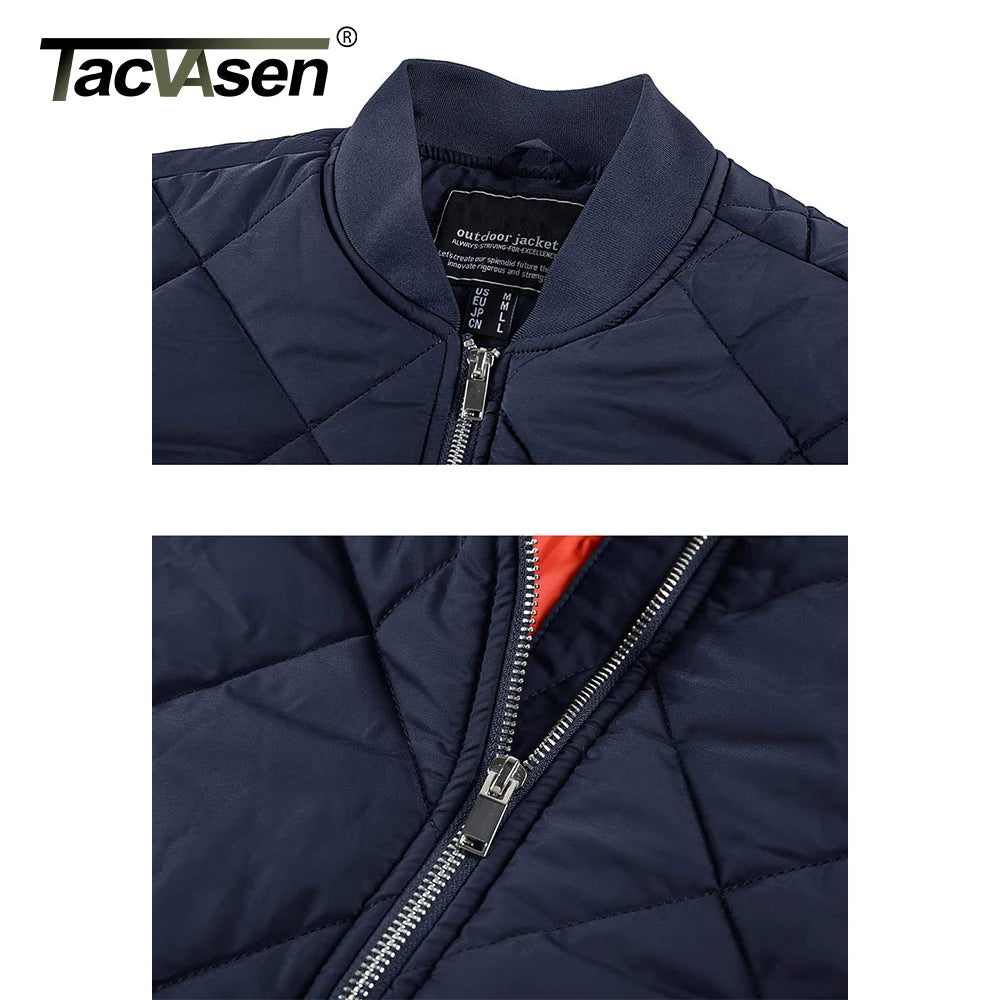 Veste Rembourrée Homme TACVASEN - Fermeture Éclair Coupe-Vent Travail Baseball Varsity Hiver