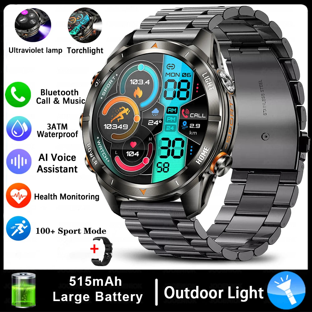 Montre Intelligente Militaire 10ATM - AMOLED 1.46" LED 515mAh Appel BT
