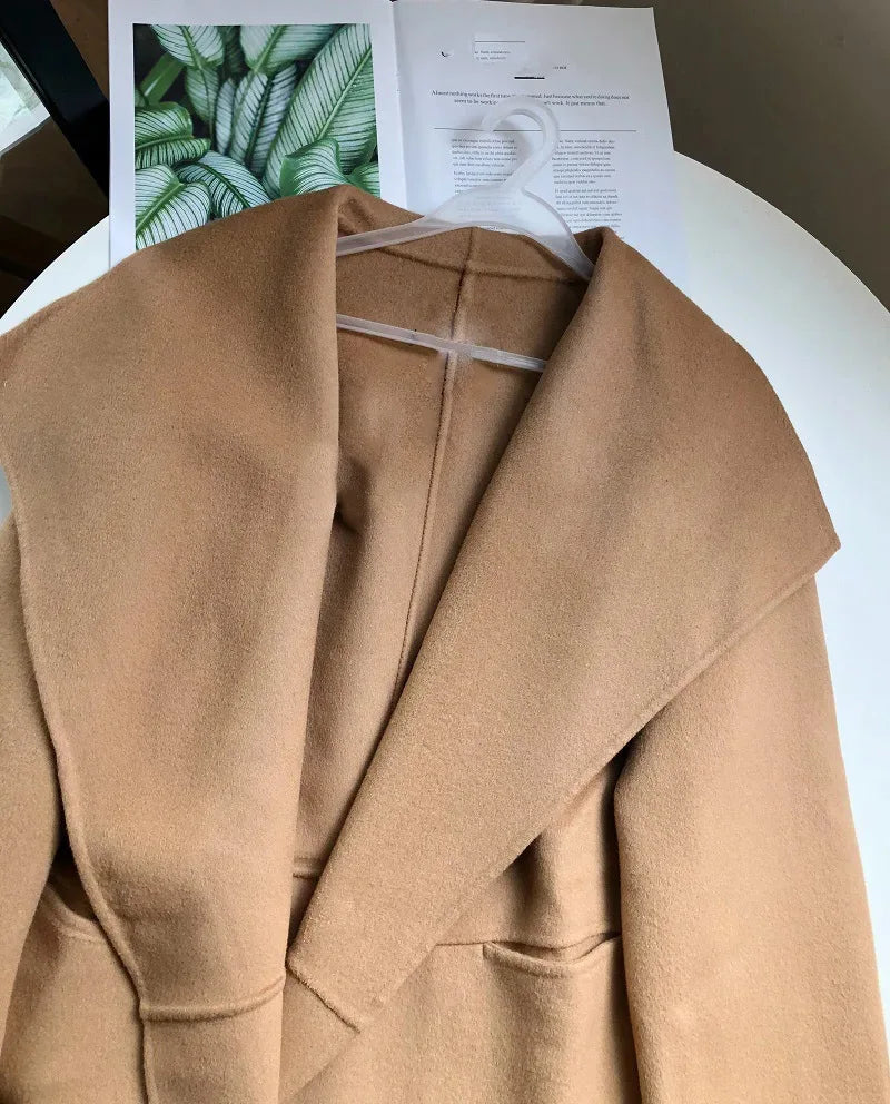 Manteau Long Laine Cachemire 90/10 Femme - Double Face Chaud Épais Hiver