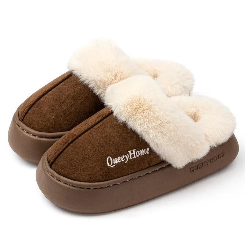 Pantoufles Femme Hiver Fourrure - Chaussons Chauds Confort Intérieur Sans Lacet