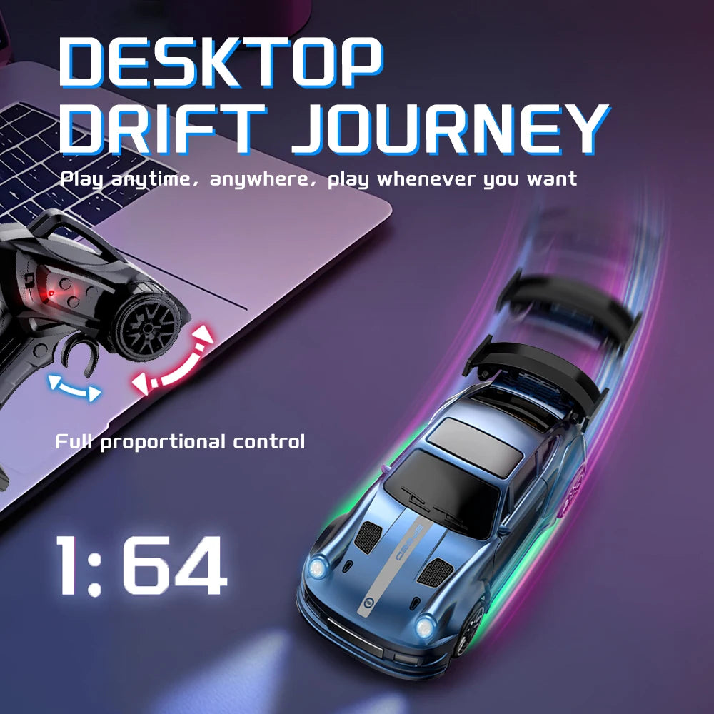Voiture RC Dérive 1:64 Bureau - Mini 4WD Rechargeable Jouet Course Cadeau Enfants