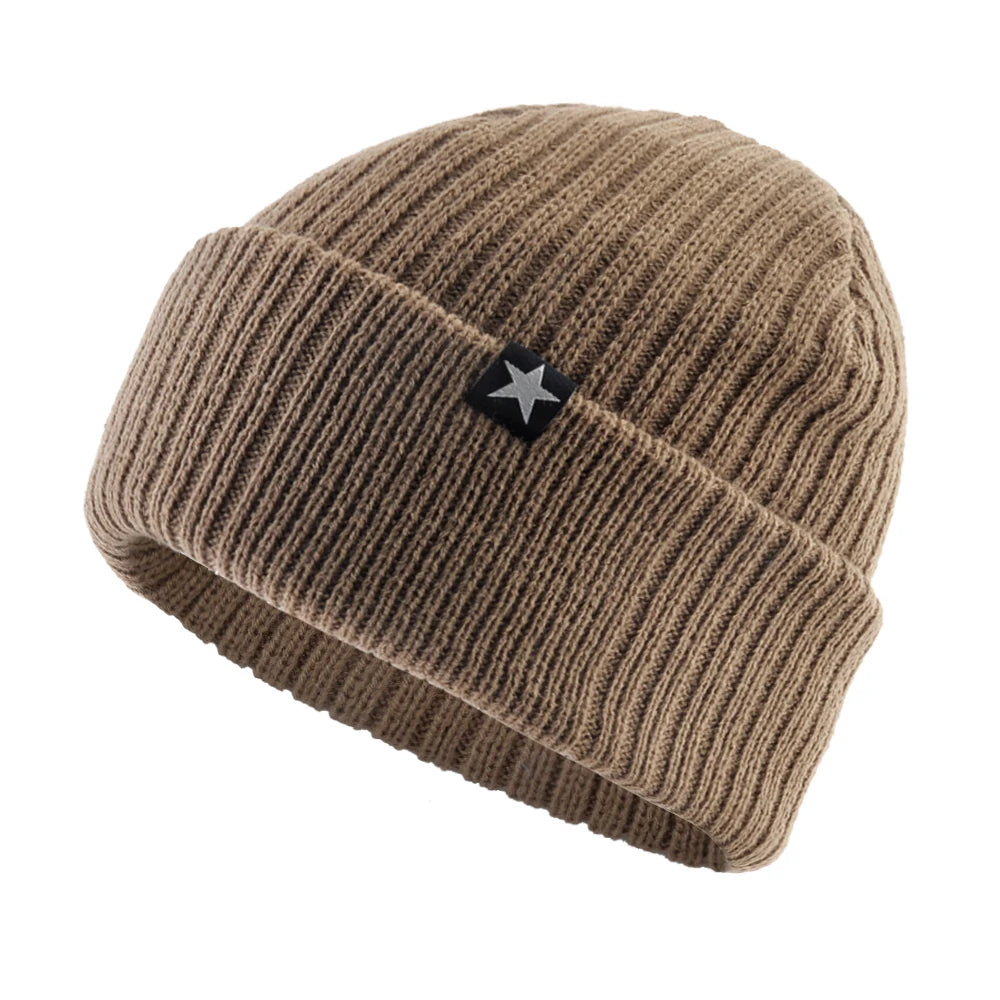 Chapeaux d'hiver pour hommes tricoté laine couleur unie Bonnet chapeau hommes chaud Skullies casquette tricot Doulbe couche épaisse Bonnet de Ski en plein air
