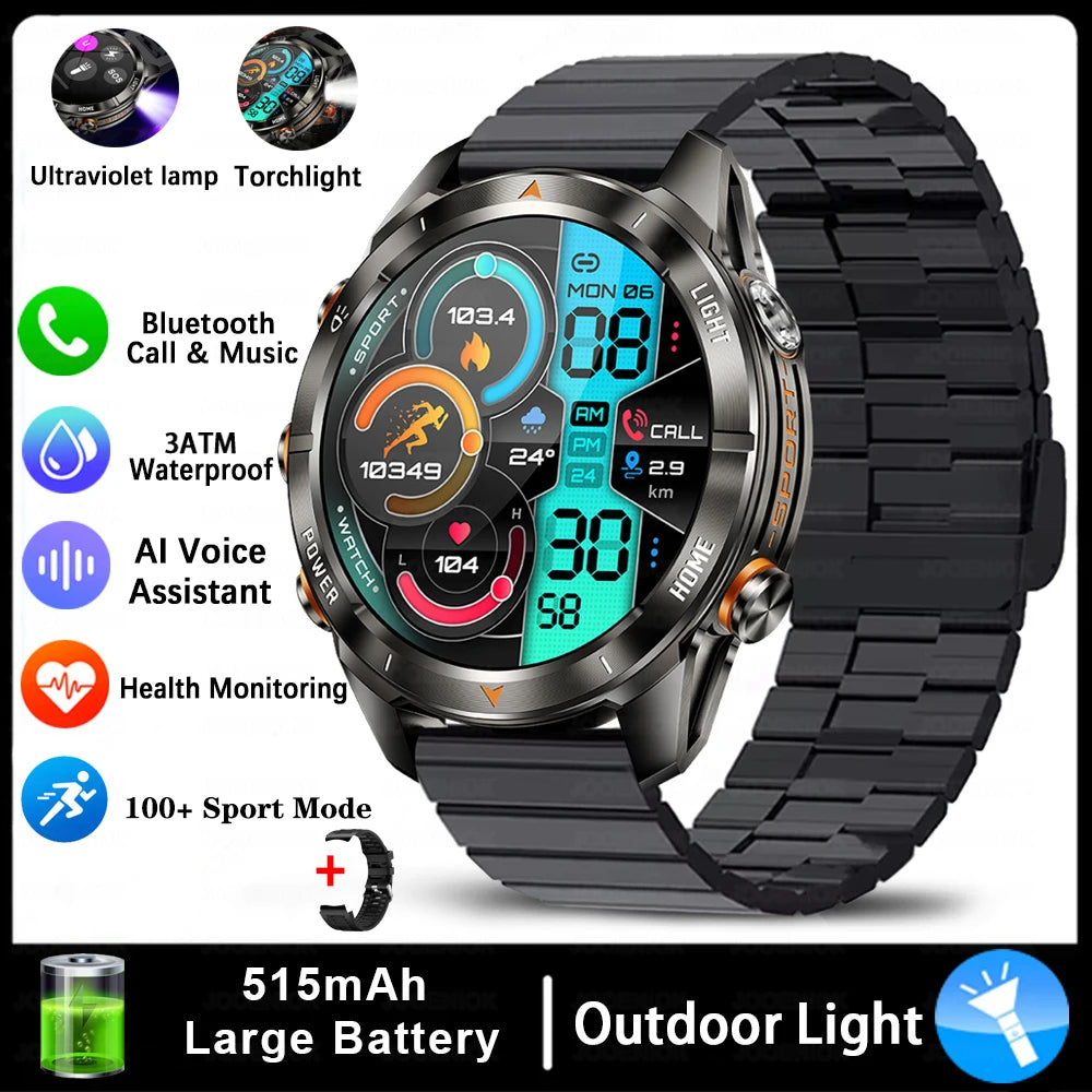 Montre Intelligente Militaire 10ATM - AMOLED 1.46" LED 515mAh Appel BT