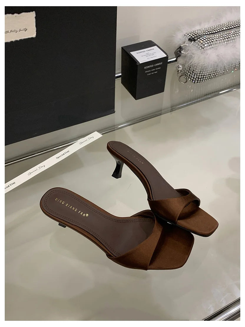 Sandales Mules Cuir Verni Talons Fins - Escarpins Ouverts Mode Femme 2025