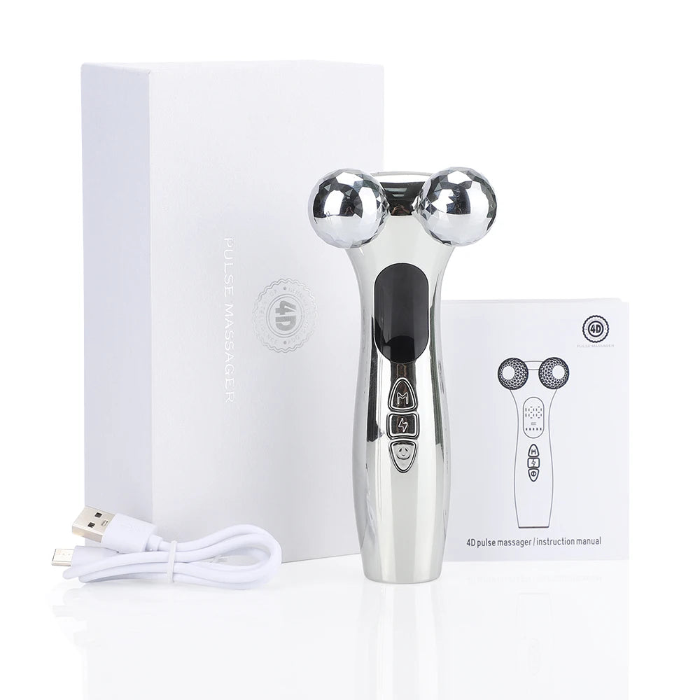 Electric Microcurrent Facial Beauty Instrument LED Display Face Lifting Roller Massager Skin Tightening Beauty Devices