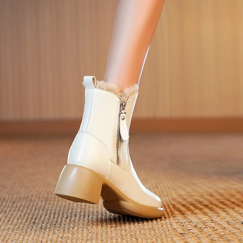 Bottes de neige à talons moyens pour femmes, chaussons marron, coordonnants, glands de rinçage, chaussures rondes, élégantes, non glissantes, neuves, chaudes