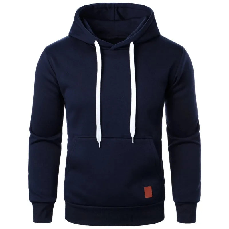 Sweat à Capuche Homme Streetwear - Pull Léger Couleur Unie Manches Longues Décontracté