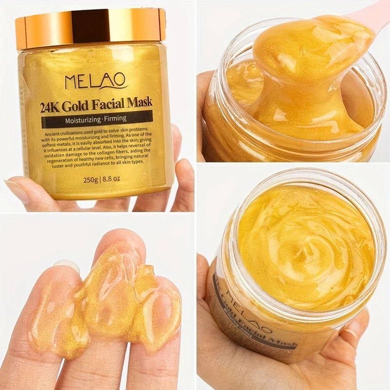 Masque Facial Doré 24K Collagène - Hydratant Anti-Âge Beauté Luxe