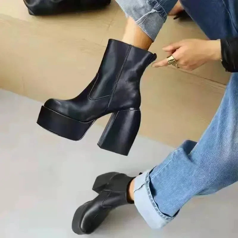 Automne hiver femmes bottes Punk sur le genou bottes plate-forme chaussures pour femmes 2025 Sexy dames bottes hautes gothique Chaussure Femme