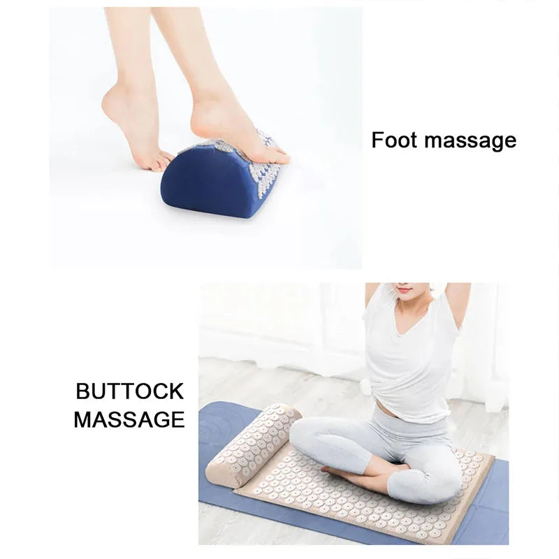 Tapis Acupression Massage Yoga + Oreiller - Soulage Douleur Stress Dos